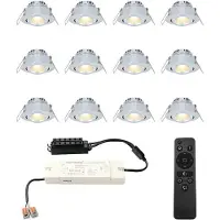 HOFTRONIC™ Sienna - 12x inbouwspots veranda - Dimbaar LED - Complete set met afstandsbediening - Kantelbaar - Plug & Play - 12 Volt 3 watt - 2700K 200 lumen - IP