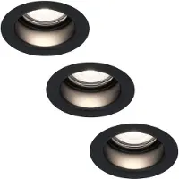 HOFTRONIC™ 3x Mari LED inbouwspot verzonken - 3.8 Watt - Daglicht wit 6000K - GU10 LED module - Dimbaar - Lagere inbouwdiepte - voor binnen en buiten - Zwart