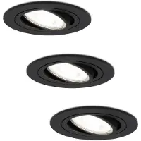 HOFTRONIC™ 3 Miro dimbare LED inbouwspots - Kantelbare spotjes - 6000K - Mat zwart aluminium - 5 Watt - Vervangbare GU10 lichtbron - IP20 voor binnen