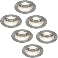 HOFTRONIC™ 6x Mari LED inbouwspot verzonken - 5 Watt - Daglicht wit 6000K - Verwisselbare GU10 - Dimbaar - voor binnen en buiten - RVS