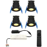 HOFTRONIC™ Milano - 4x inbouwspots veranda - Dimbaar LED - Complete set met afstandsbediening - Plug & Play - 12 Volt 3 watt - 2700K 200 lumen - IP65 waterdicht