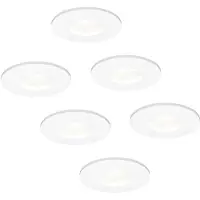 HOFTRONIC™ 6x Barcelona LED inbouwspots - 3.8 Watt - Daglicht wit 6000K - GU10 LED module - Dimbaar - IP44 voor licht vochtige ruimtes - Wit