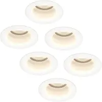 HOFTRONIC™ 6x Mari LED inbouwspot verzonken - 3.8 Watt - Warm wit 4000K - GU10 LED module - Dimbaar - Lagere inbouwdiepte - voor binnen en buiten - Wit