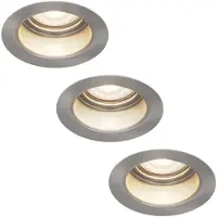 HOFTRONIC™ 3x Mari LED inbouwspot verzonken - 3.8 Watt - Warm wit 4000K- GU10 LED module - Dimbaar - Lagere inbouwdiepte - voor binnen en buiten - RVS