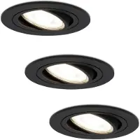 HOFTRONIC™ 3 Miro dimbare LED inbouwspots - Kantelbare spotjes - 4000K - Mat zwart aluminium - 4 Watt - Vervangbare GU10 lichtbron - IP20 voor binnen