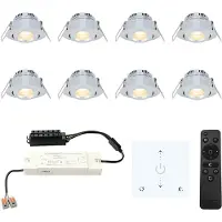 HOFTRONIC™ LED inbouwspot set Granada 8x3W dim-/kantelbaar IP44 vochtbestendig incl. Touch muurdimmer en afstandsbediening