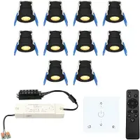 HOFTRONIC™ Milano - 10x inbouwspots veranda - Dimbaar LED - Complete set met afstandsbediening & muurdimmer - Plug & Play - 12 Volt 3 watt - 2700K 200 lumen - IP