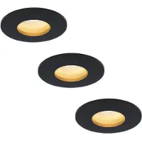 HOFTRONIC™ 3x Porto LED inbouwspot - 3.8 Watt - Warm wit 2700K - GU10 LED module - Dimbaar - IP44 voor binnen en buiten - Zwart