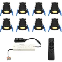 HOFTRONIC™ Milano - 8x inbouwspots veranda - Dimbaar LED - Complete set met afstandsbediening - Plug & Play - 12 Volt 3 watt - 2700K 200 lumen - IP65 waterdicht