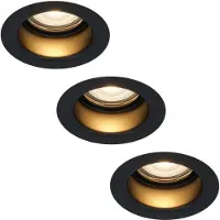 HOFTRONIC™ 3x Mari LED inbouwspot verzonken - 3.8 Watt - Warm wit 2700K - GU10 LED module - Dimbaar - Lagere inbouwdiepte - voor binnen en buiten - Zwart