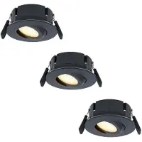 HOFTRONIC™ Set van 3 Napels LED inbouwspots extra plat - 8W 570lm - 2700K warm wit - Dimbaar - Rond - 360° Kantelbaar - IP65 waterdicht - Zwart
