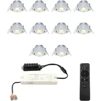 HOFTRONIC™ Sienna - 10x inbouwspots veranda - Dimbaar LED - Complete set met afstandsbediening - Kantelbaar - Plug & Play - 12 Volt 3 watt - 2700K 200 lumen - IP