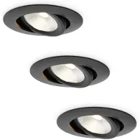 HOFTRONIC™ 3x Lugo LED Inbouwspots - Zwart - Dimbaar - 5 Watt 450 Lumen - 2700K Warm Wit Licht - Kantelbaar - IP65 - Voor Binnen & Buiten