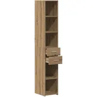 vidaXL Boekenkast met lade Zwart Eiken 30 x 42,4 x 185,2 cm