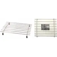 Excellent houseware Pannenonderzetter - 2x stuks - roestvrij staal - 24 x 19 cm - met antislip voetjes