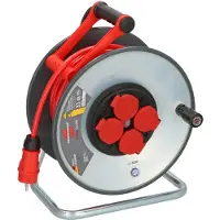Brennenstuhl bouwkabelhaspel 4-voudig H07BQ-F 3x2.5mm staal IP44 33 meter - rood (9192330210)