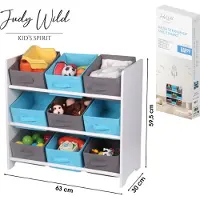 Judy Wild Kid's Spirit Opbergrek 3-laags met bakken - blauw - hout/stof - 63 x 30 x 60 cm - speelgoed - kinderkamer