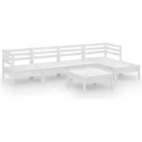 vidaXL 6-delige loungeset voor de tuin, massief grenenhout, wit