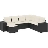vidaXL 8-delige tuinmeubelset met kussens, zwart, polyrotan