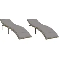 vidaXL Ligstoelen 2 st met kussens poly rattan beige