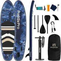 LifeGoods PaddlePro SUP Board - Opblaasbaar Paddle Board - Complete Set - Max. 150KG - 320x81cm - Tropical Blauw