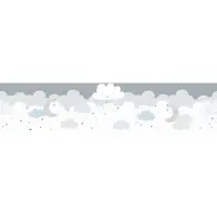A.S. Création VROLIJKE MAAN EN WOLKEN BEHANGRAND | Zelfklevend - grijs blauw - Only Borders 11