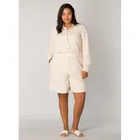 Base Level Curvy Yardan Shorts - Light Beige