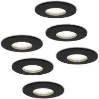 HOFTRONIC™ Set van 6 stuks dimbare LED inbouwspots Porto met 5 Watt 6000K spot IP44 Zwart