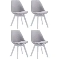CLP Set van 4 bezoekersstoelen Borneo V2, bekleed met grijze stof, met een wit frame