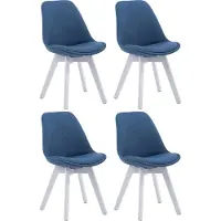 CLP Set van 4 bezoekersstoelen Borneo V2, bekleed met blauwe stof, met bekleding en een wit frame