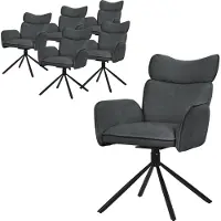 ML-Design Eetkamerstoel set van 6 draaibaar antraciet met rugleuning en armleuning tot 120 kg ML design