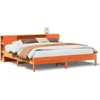 vidaXL Bed met boekenkast zonder matras grenenhout wasbruin 200x200 cm