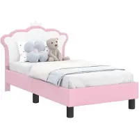 vidaXL Peuterbedframe met hoofdboard Roze 70 x 140 cm PU