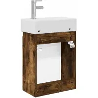 vidaXL Badkamermeubel met kraan Gerookt eiken 45,5 x 22,5 x 84 cm
