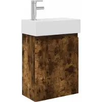 vidaXL Badkamermeubel met kraan Gerookt eiken 45,5 x 22,5 x 84 cm