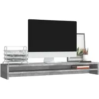 vidaXL Monitorstandaard 100x24x13 cm bewerkt hout betongrijs