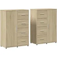 vidaXL Dressoirs 2 st 60x31x84 cm bewerkt hout sonoma eikenkleurig