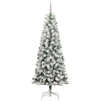 vidaXL Kunstmatige Hinged Kerstboom 300 LED's Groen en Wit 240 cm
