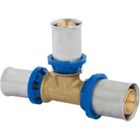 Kirchhoff Messing verloopstuk T-stuk, blank, 20 mm x 16 mm x 16 mm, persfitting voor meerlagenbuis - 988719155