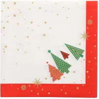 Papstar 8x 50 Servetten 3-laags 1/4 vouw 40 cm x 40 cm Plain Christmas Trees