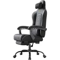 Songmics Ergonomische gamingstoel met vering en voetensteun, Zwart
