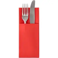 Papstar bestekzakjes Royal Collection, geïntegreerde bestekvouw, B 200 x H 82,5 mm, FSC-gecertificeerd, premium tissue, rood, 6 x 50 stuks