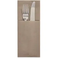 Starpak 4x 100 Servetten met bestekzakjes airlaid 40 cm x 48 cm taupe Premium met bestekvouw