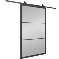 Inova complete glazen schuifdeur - 90x215 cm - antraciet - Loftstyle - zwart -double softclose