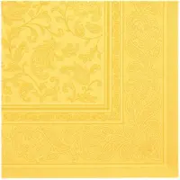 Papstar 5x 50 Servetten ROYAL Collection 1/4 vouw 40 cm x 40 cm geel Ornaments