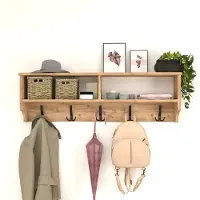 En.casa Wandkapstok Åstorp met 2 vakken 37x120x22 cm eiken