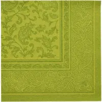 Papstar 5x 50 Servetten ROYAL Collection 1/4 vouw 40 cm x 40 cm olijfgroen Ornaments
