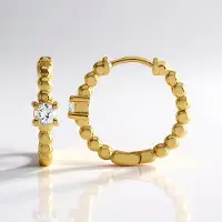 Cavill - Zilveren oorbellen met witte saffieren 0,513 ct - 925 Sterling zilver verguld - 18 mm elegante hoepels - briljant geslepen ronde stenen