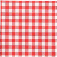 Papstar 6x 100 Servetten 3-laags 1/4 vouw 33 cm x 33 cm rood Vichy Karo