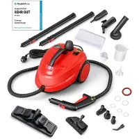 Costway Stoomreiniger 2000 W, stoomdruk: max. 5 bar, temperatuur tot 160 ℃, oppervlaktevermogen: 108 m², tank van 1,8 liter, opwarmtijd: 8 min, stoomapparaten incl. 13 accessoires en 5 m lange
